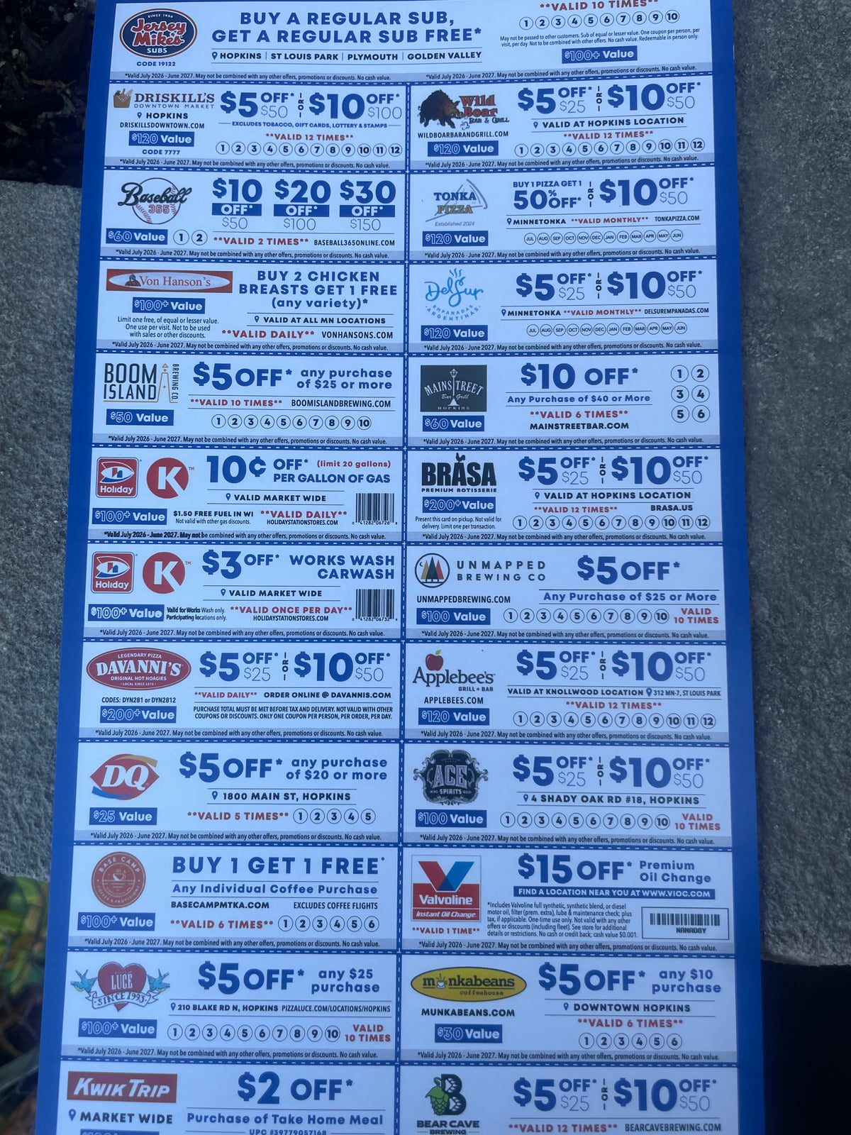 Hopkins Football Club Card local savings offers